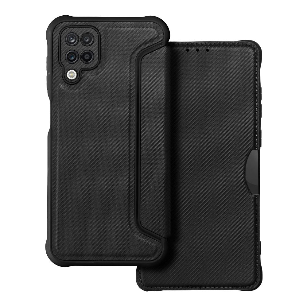 Forcell Luxusní karbonové knížkové pouzdro Razor Book pro SAMSUNG A12 , černé 5903396157004