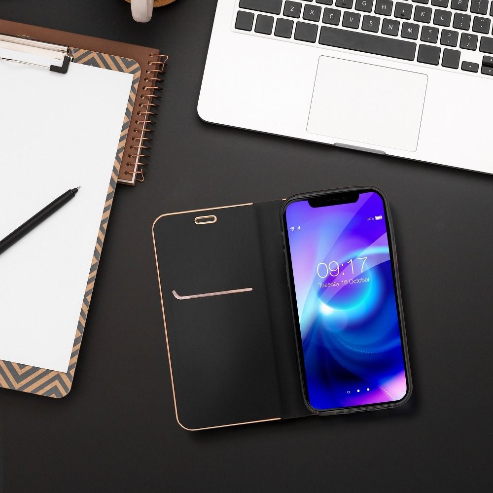 Forcell Knížkové s hliníkovým rámem LUNA Book SAMSUNG A71 , černé 5903396052804