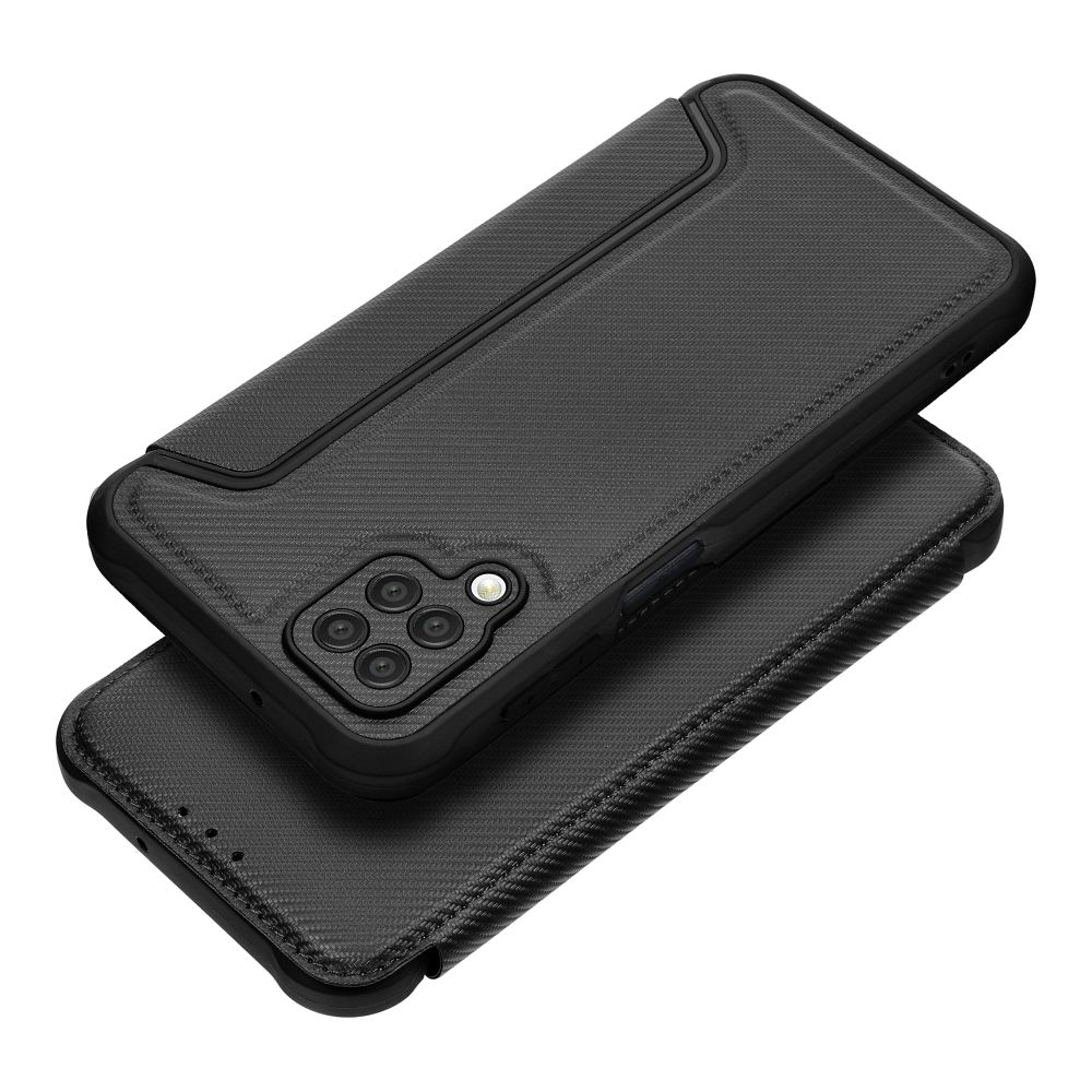 Forcell Luxusní karbonové knížkové pouzdro Razor Book pro SAMSUNG A12 , černé 5903396157004
