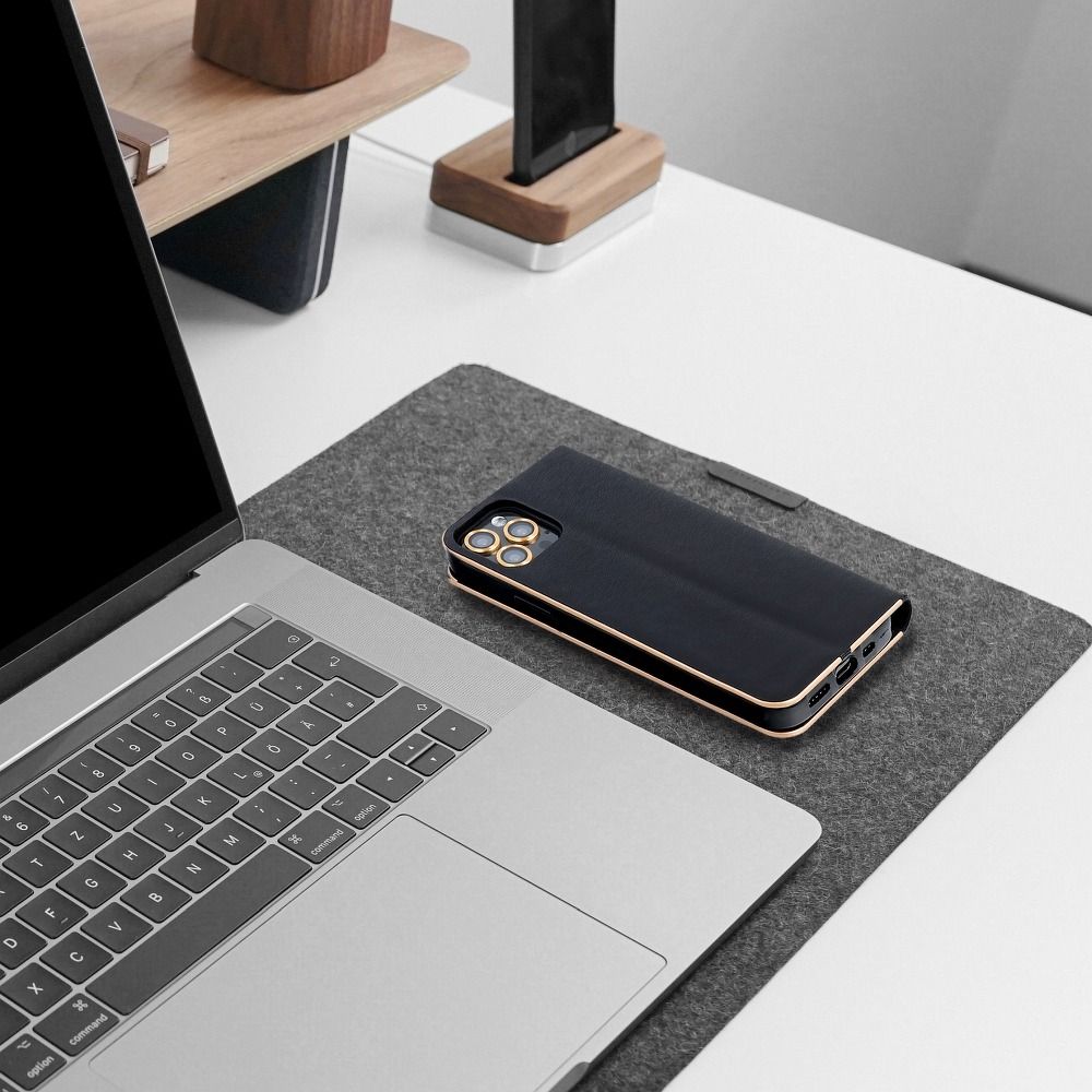 Forcell Knížkové s hliníkovým rámem LUNA Book SAMSUNG A71 , černé 5903396052804