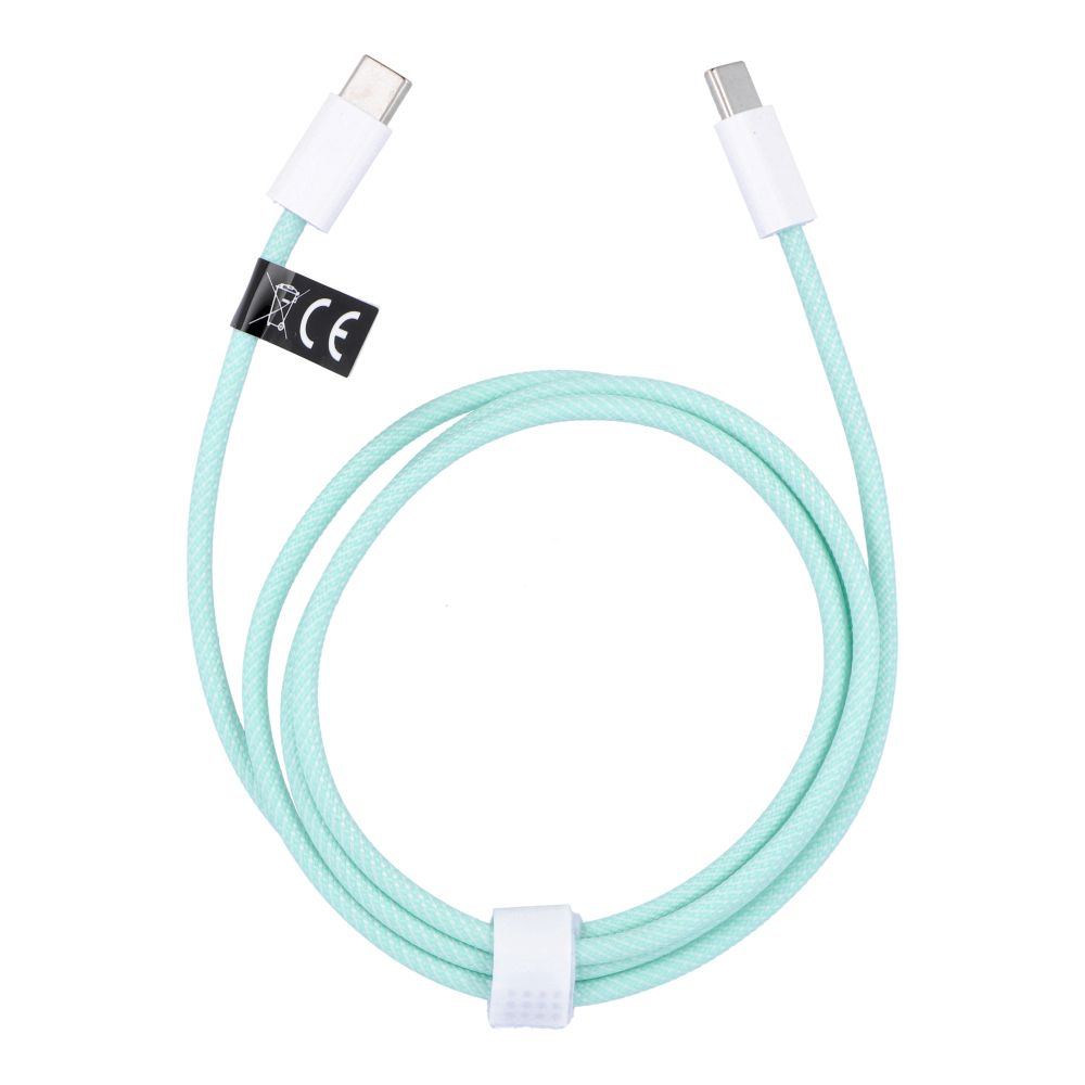 C-típusú–C-típusú kábel, PD, QC 3.0, 3 A, 60 W, C263, 1 m, zöld