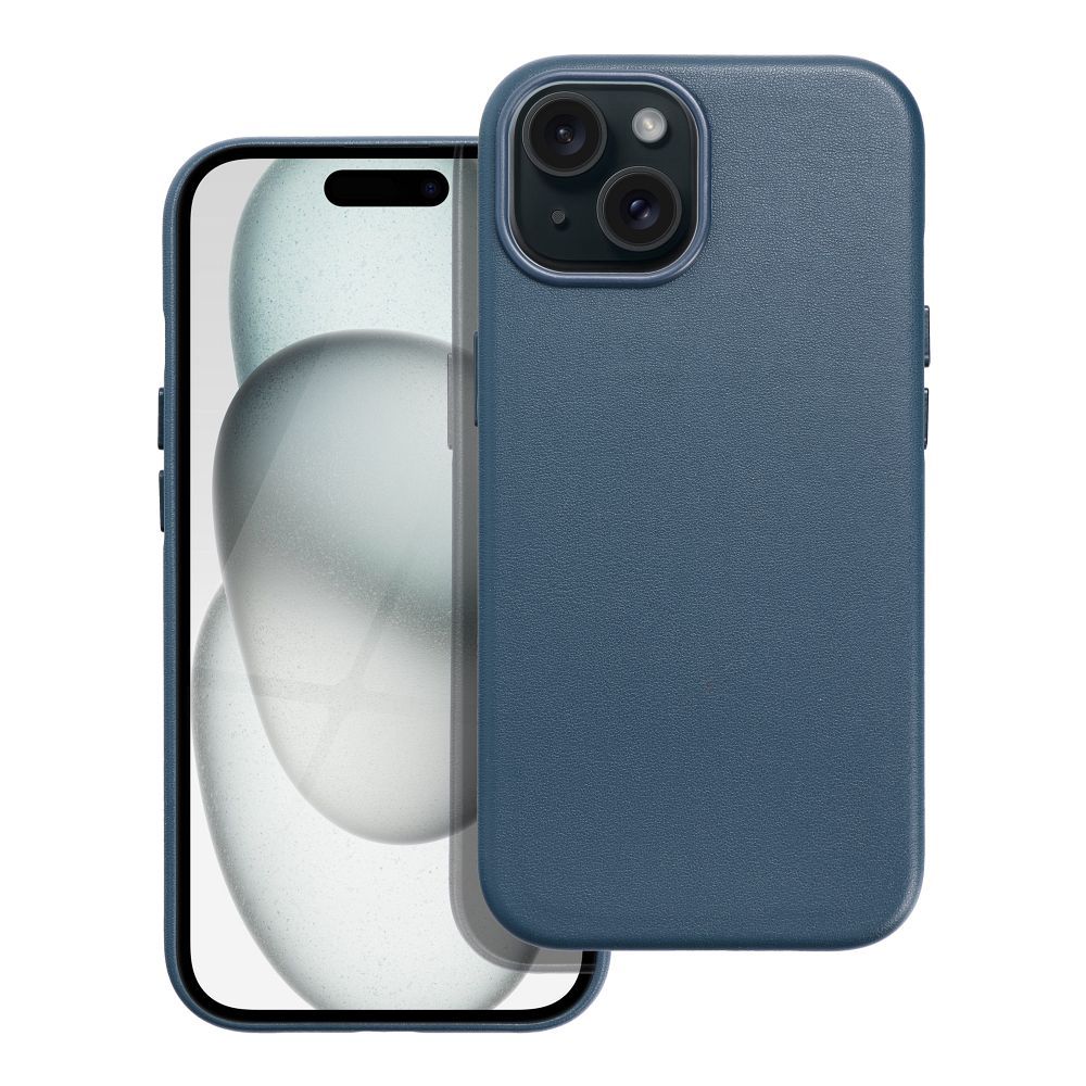 BŐR MAG COVER tok IPHONE 15 indigo kék