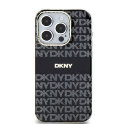 DKNY tok IPHONE 15 Plus-hoz, MagSafe kompatibilis DKHMP15MHRHSEK (DKNY HC MagSafe PC TPU Ismétlődő Textúra Mintával és Csíkkal) fekete