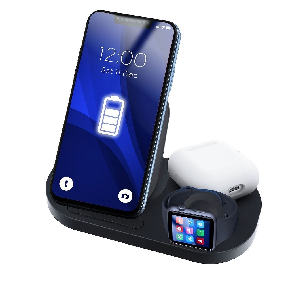 Vezeték nélküli töltő Qi 3in1 15W GY-Z6S fekete