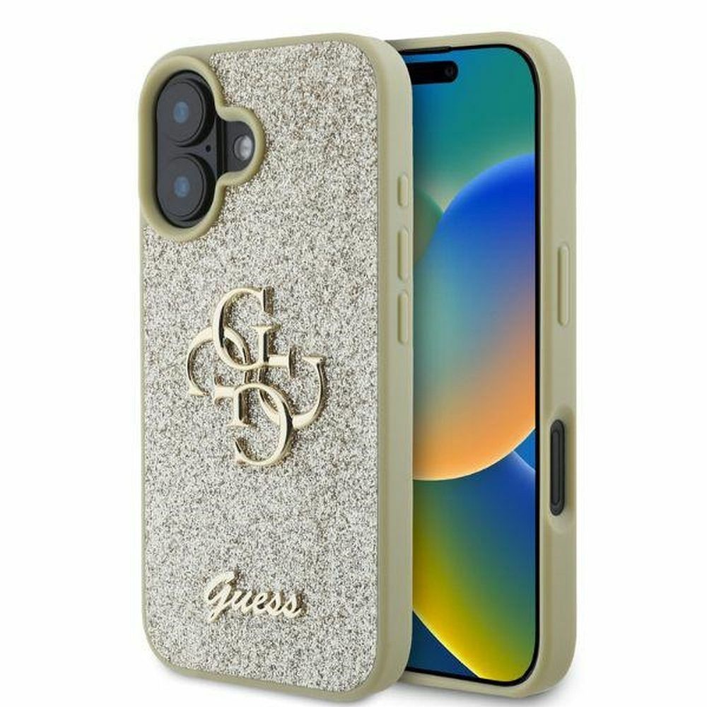 GUESS tok IPHONE 16 GUHCP16SHG4SGD (Rögzített Csillogás Nagy 4G) arany
