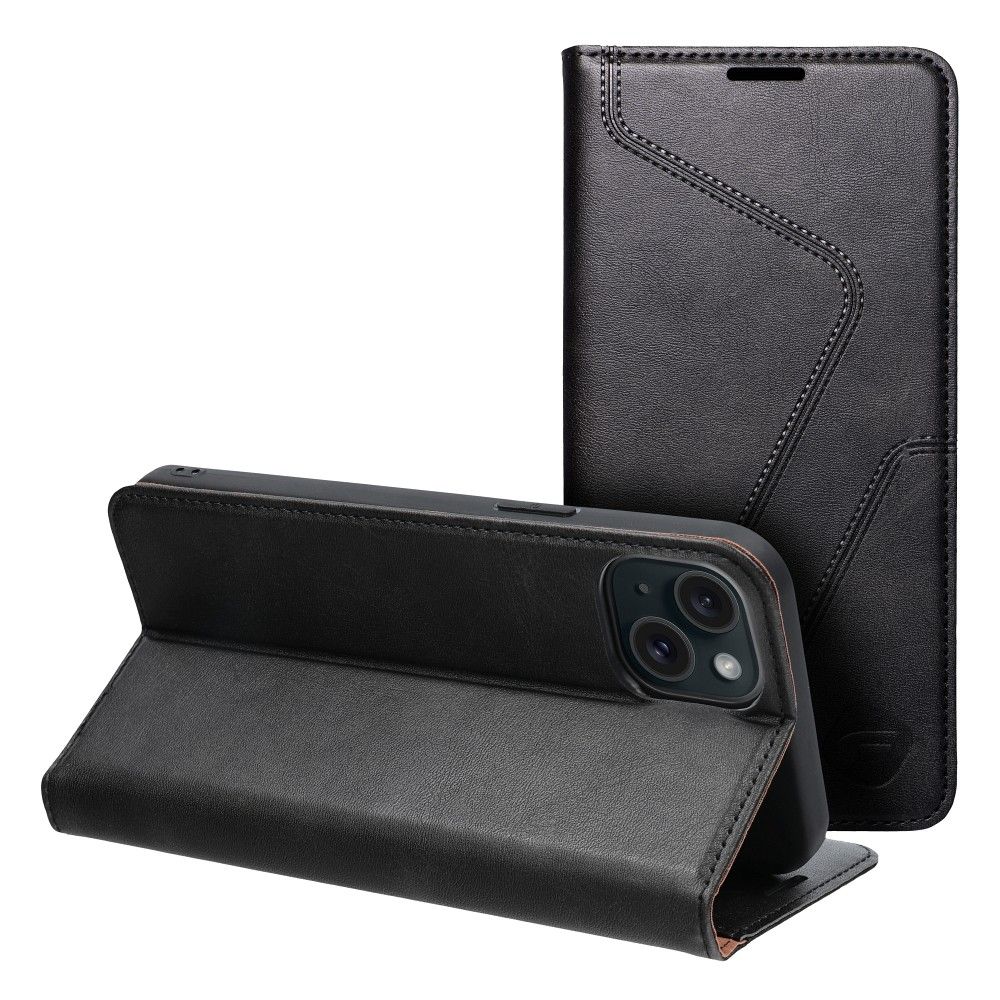FORCELL F-PROTECT RFID Blokkoló könyvtok IPHONE 15 Plus-hoz fekete