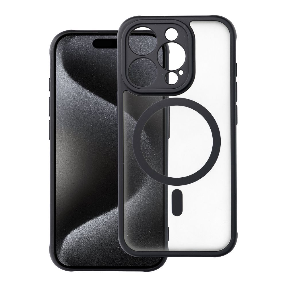 Teljes Matt Mag Cover tok MagSafe kompatibilitással IPHONE 15 Pro-hoz fekete