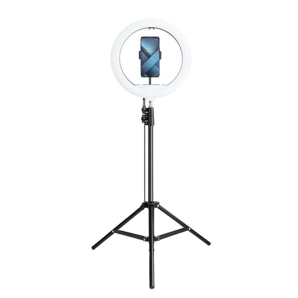 LED Ring Stream RGB lamp 13″ with holder for mobile + tripod black