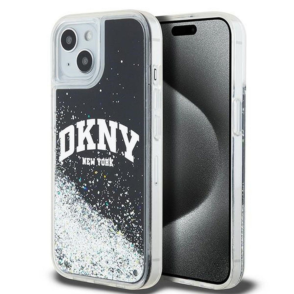 DKNY tok IPHONE 15 DKHCP15SLBNAEK (DKNY HC Liquid Glitters W/Arch Logo) fekete