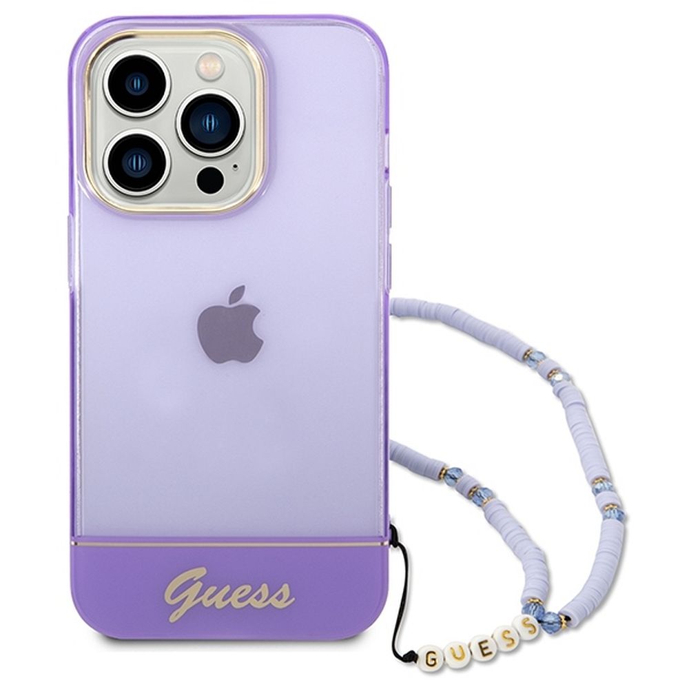 KARL LAGERFELD tok IPHONE 14 Pro GUHCP14LHGCOHU (IML Electro Cam w. Strap Áttetsző) lila