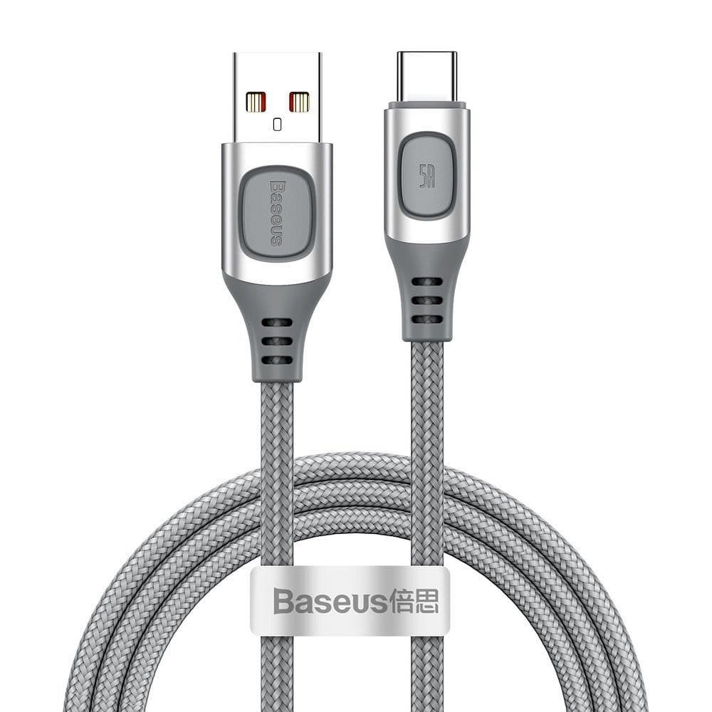 BASEUS USB kábel – Type C QC3.0 Gyors Töltés PD Power Delivery 3.0 5A 1 m Ezüst CATSS-A0S