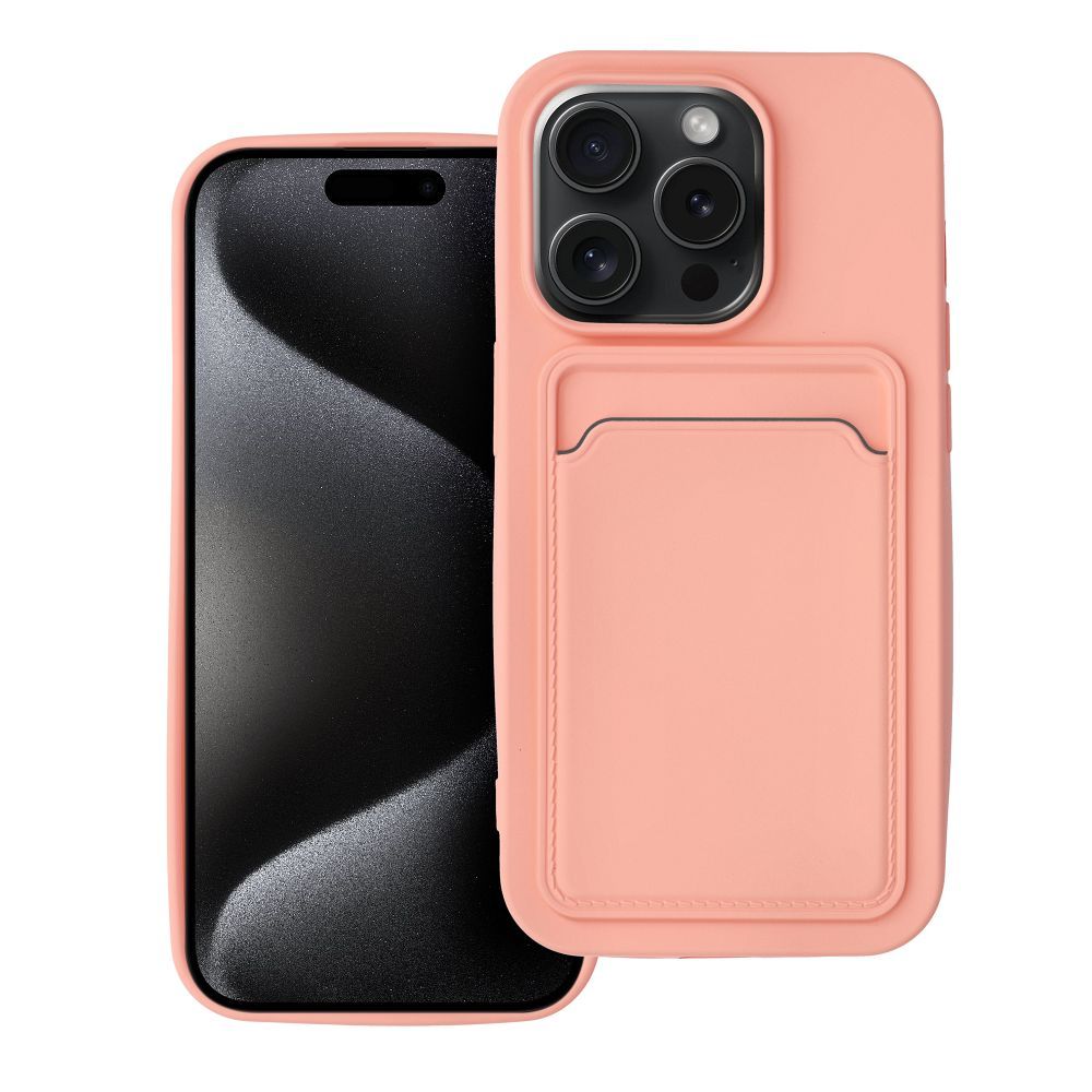 Kártyatartós tok IPHONE 15 Pro pink