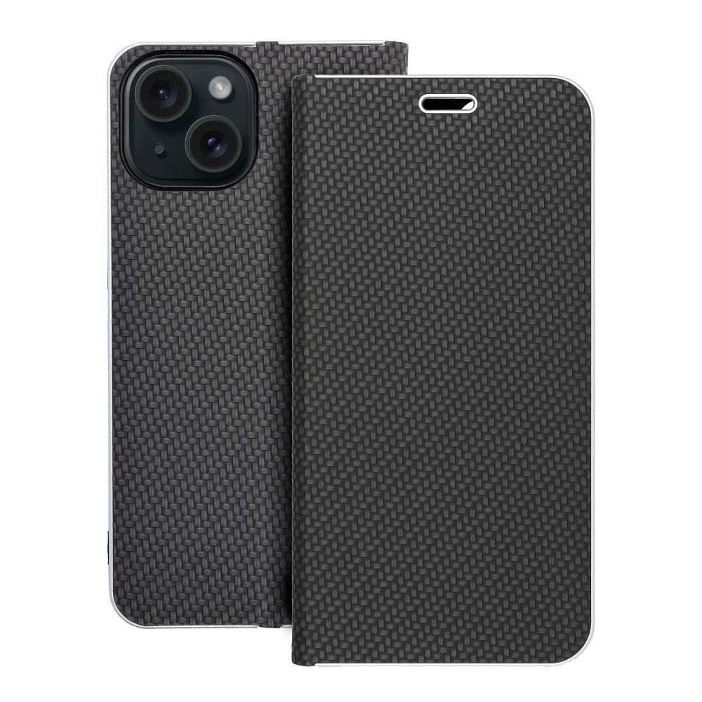 LUNA Book Carbon for IPHONE 15 fekete