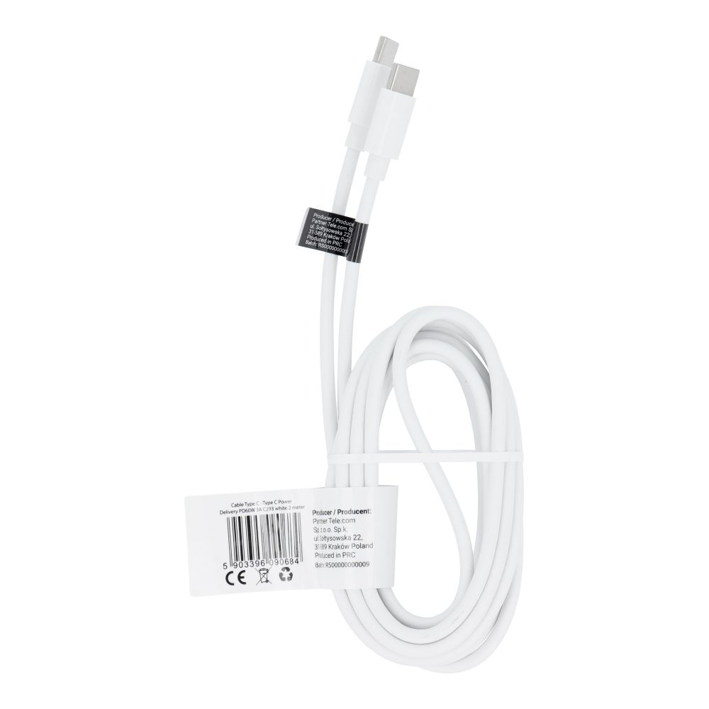 Type C – Type C PD QC 3A 60W C293 2 m fehér kábel
