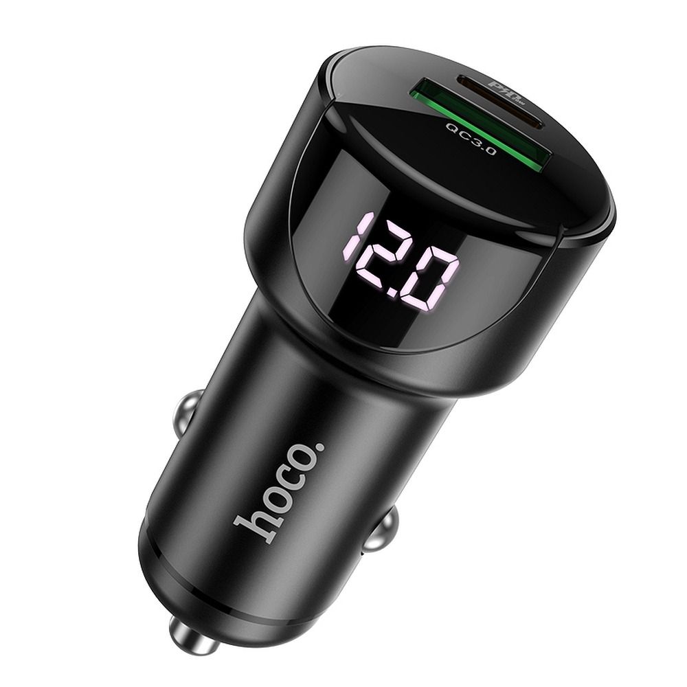 HOCO car charger USB A + Type C with digital display PD QC3.0 3A 20W Z42 black