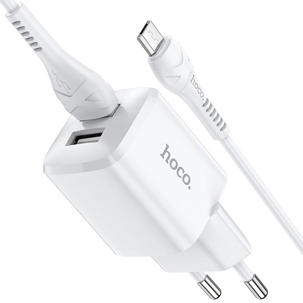 HOCO utazó töltő 2xUSB + kábel Micro 2,4A N8 Briar fehér