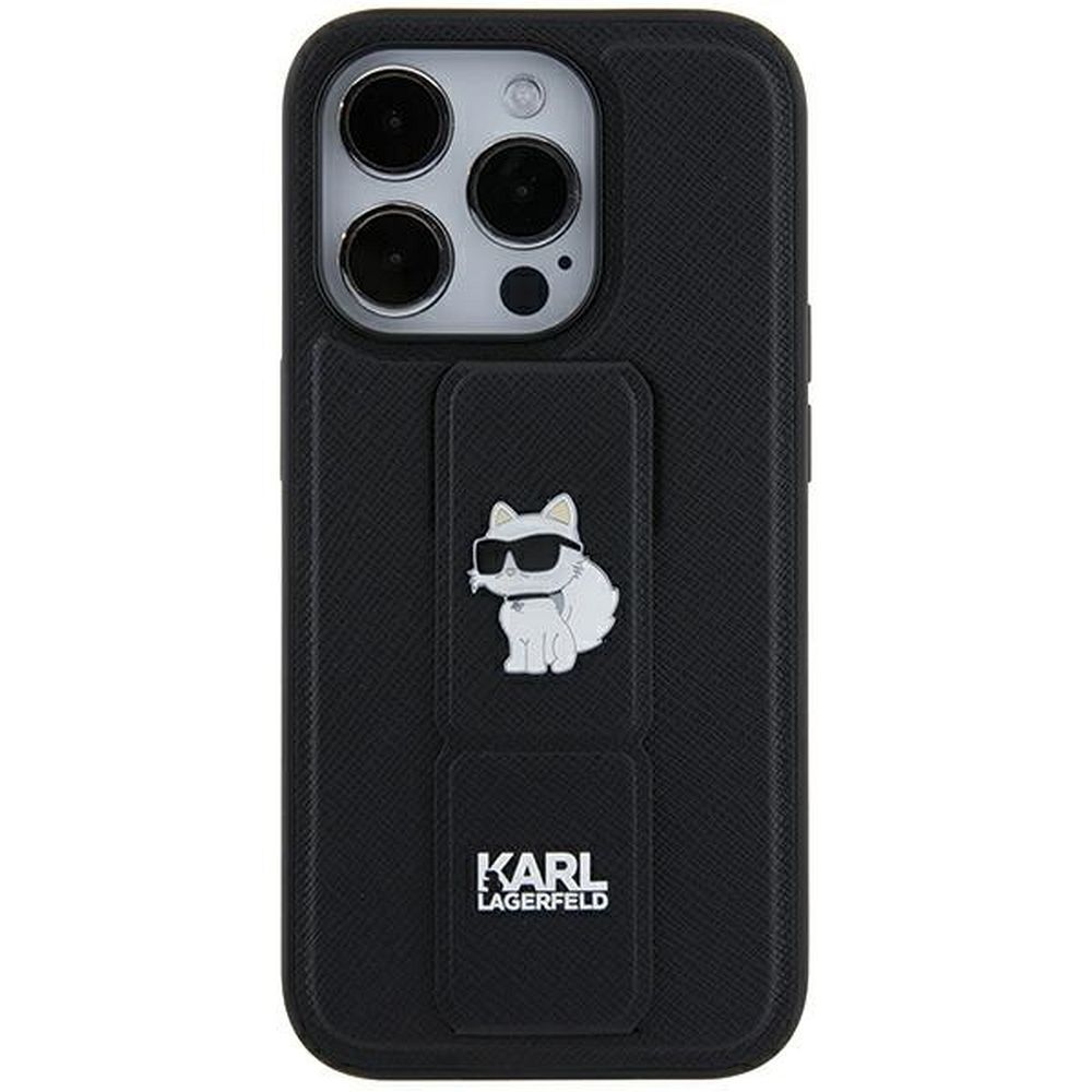 KARL LAGERFELD tok IPHONE 11 KLHCN61GSACHPK (Gripstand Saffiano choupette PIN) fekete