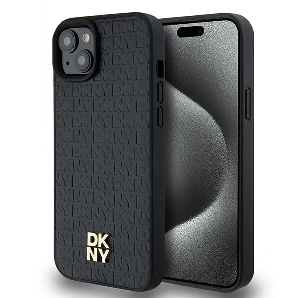DKNY tok IPHONE 15-höz, MagSafe kompatibilis DKHMP15SPSHRPSK (DKNY HC MagSafe Pu Ismétlődő Minta W/Stack Logo) fekete