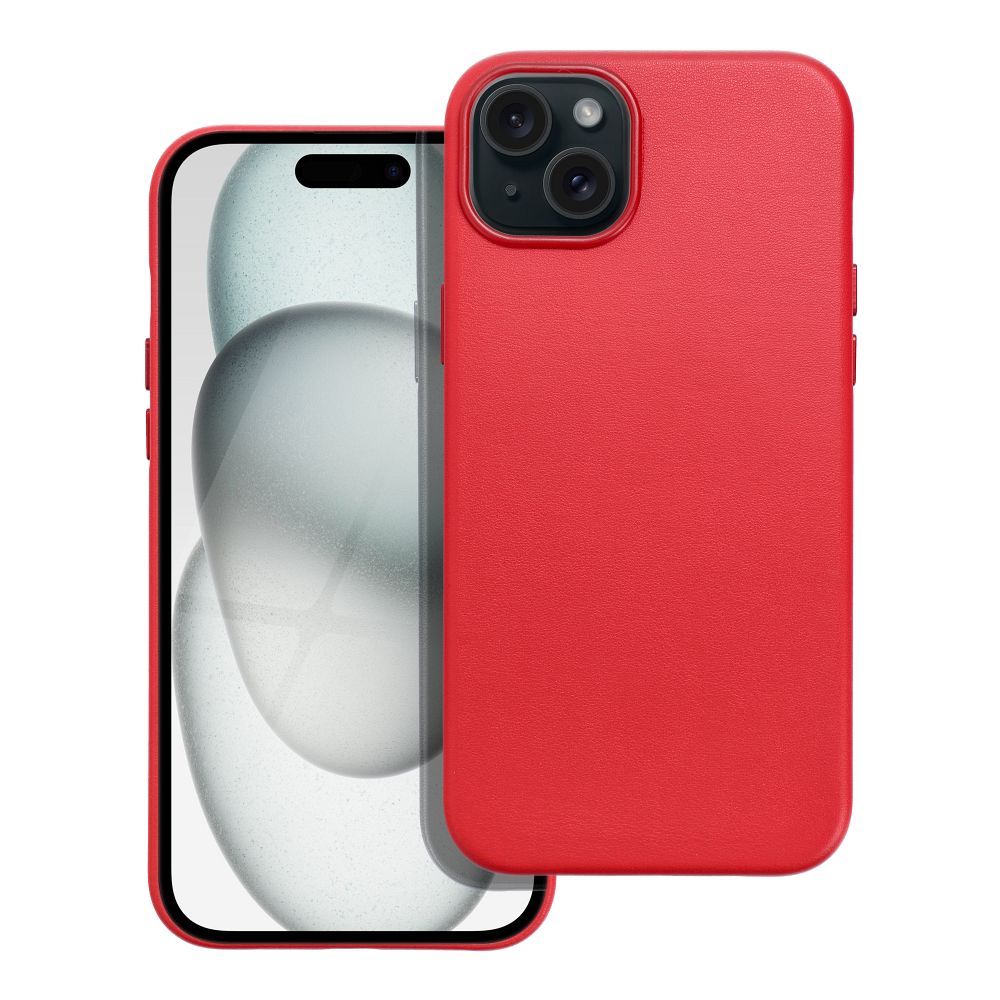 Bőr MAG COVER tok IPHONE 15 Plus piros