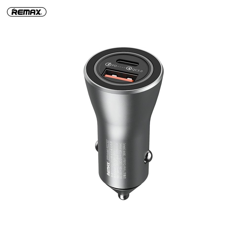 REMAX autós töltő 2xUSB ZHITU QC+Power Delivery 36W RCC107 ezüst