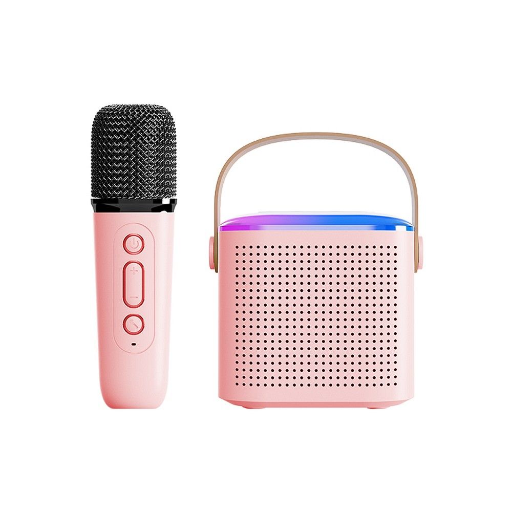 Mini Bluetooth Hangszóró + Vezeték nélküli Mikrofon LED Y1 rózsaszín