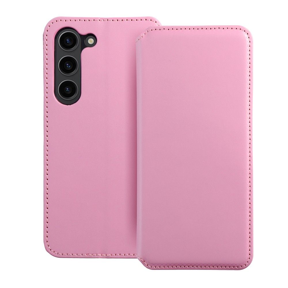 DUAL POCKET könyv tok SAMSUNG S24-hez világos rózsaszín