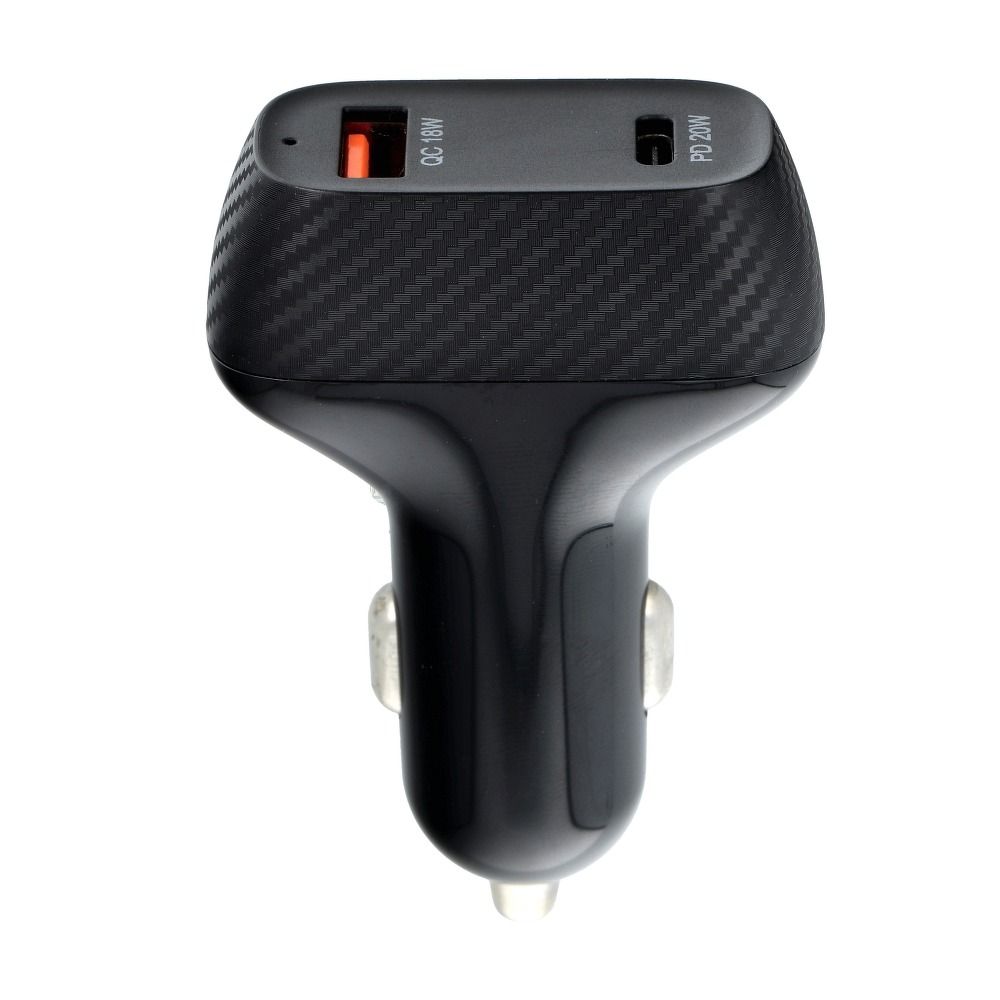 Car charger QWE CARBON Type C 3.0 PD20W + USB QC3.0 18W 3A CC271-1C1A black (Total 38W)