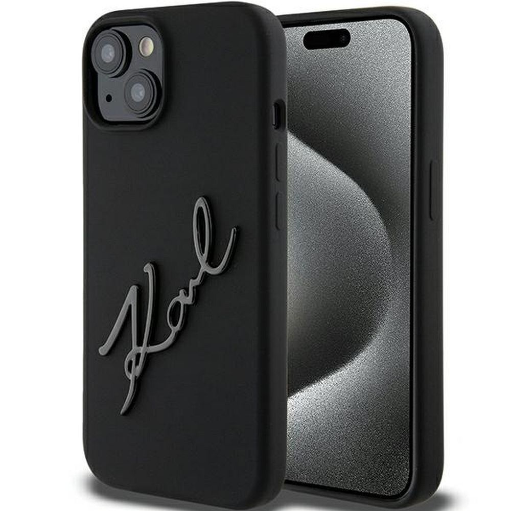 KARL LAGERFELD case for IPHONE 15 KLHCP15SSKSBMCK (Silicone Karl Script Logo) black