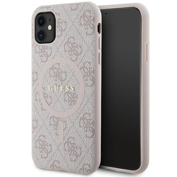 GUESS tok IPHONE 11-hez, MagSafe kompatibilis GUHMN61G4GFRP (4G Ring klasszikus logó) rózsaszín