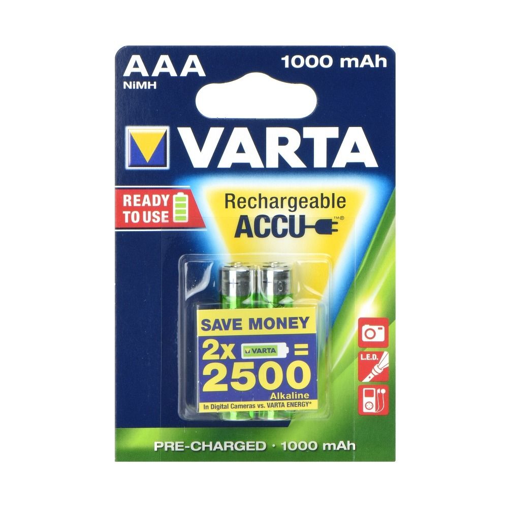 VARTA újratölthető elem R3 (AAA) 1000 mAh azonnal használható 2 db