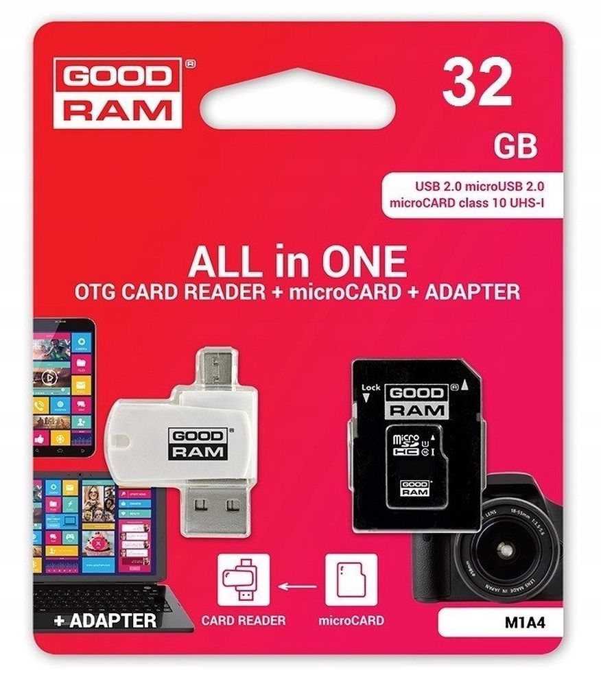 Goodram 32GB MICRO KÁRTYA class 10 UHS I + micro USB kártyaolvasó
