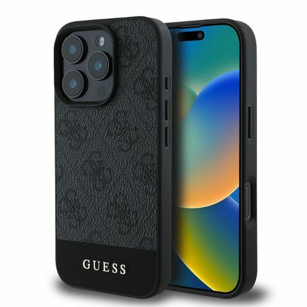 GUESS tok IPHONE 16 Pro GUHCP16LG4GLGR (PC/TPU 4G PU Alsó Csík) szürke