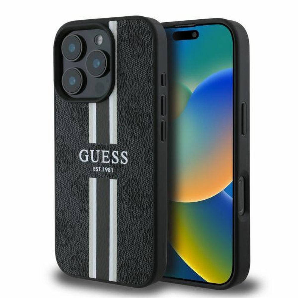 KARL LAGERFELD tok IPHONE 16 Pro-hoz, MagSafe kompatibilis GUHMP16LP4RPSK (4G Nyomtatott Csíkok) fekete