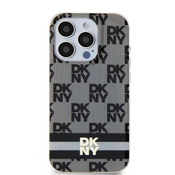 DKNY tok IPHONE 15 Plus-hoz, MagSafe kompatibilis DKHMP15MHCPTSK (DKNY HC MagSafe PC TPU Kockás Minta Nyomtatott Csíkokkal) fekete