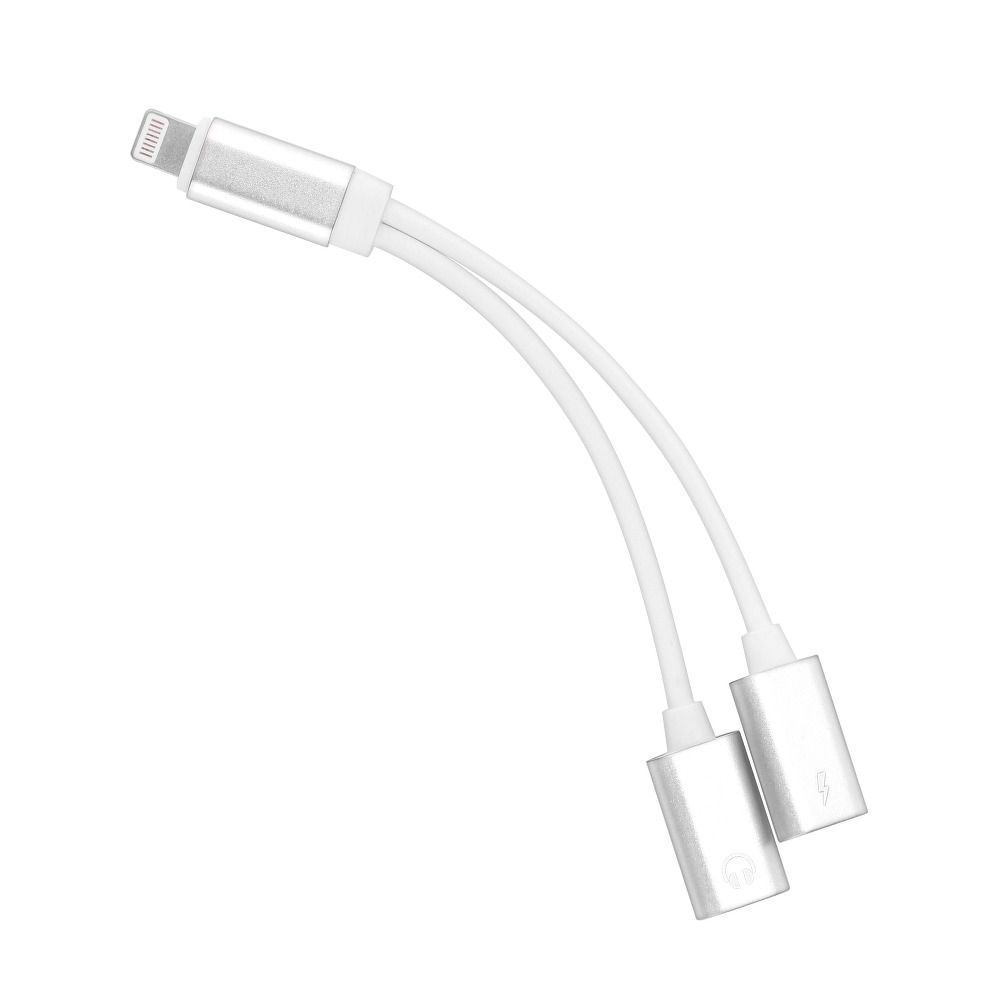 Adapter HF/audio + töltés iPhone Lightning 8-tűs feketeezüst
