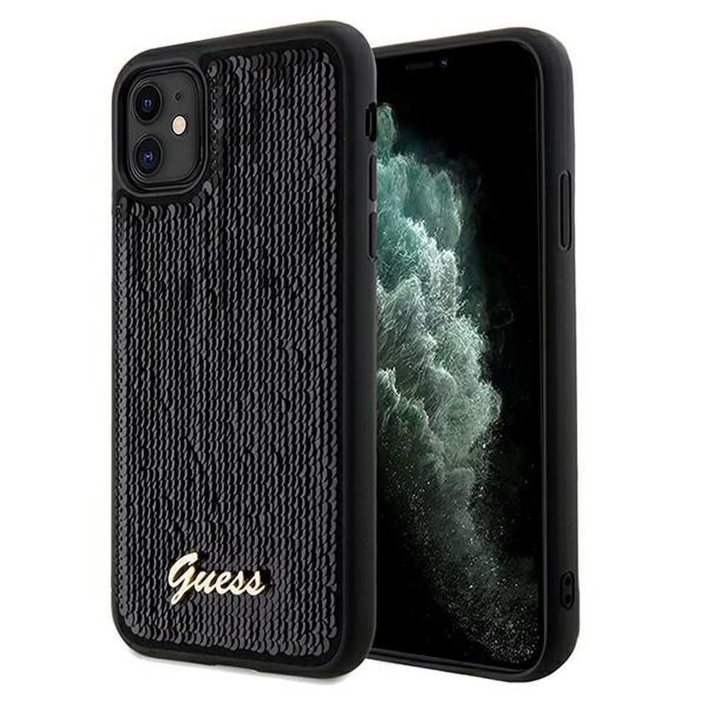 KARL LAGERFELD tok IPHONE 11 GUHCN61PSFDGSK (Sequin Script Metal) fekete