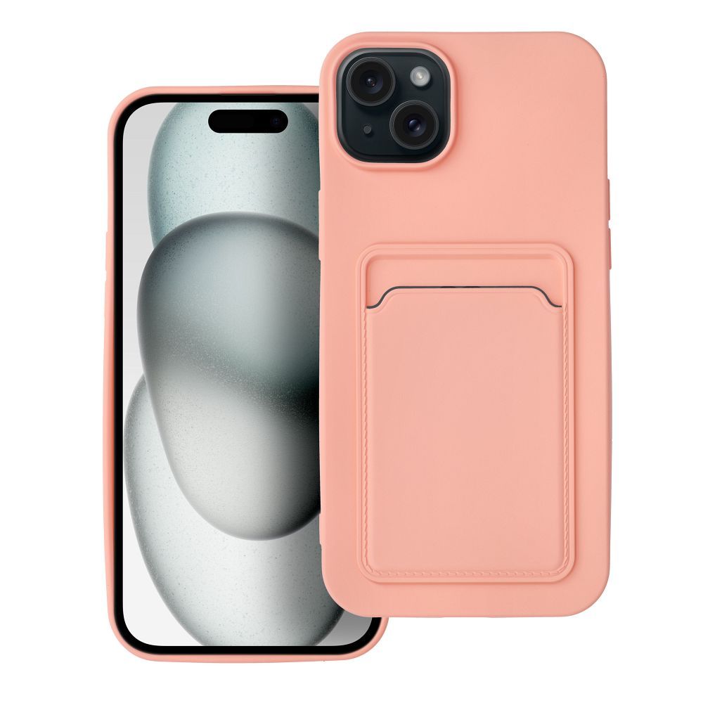 Kártyatartós szilikon tok IPHONE 15 Plus pink