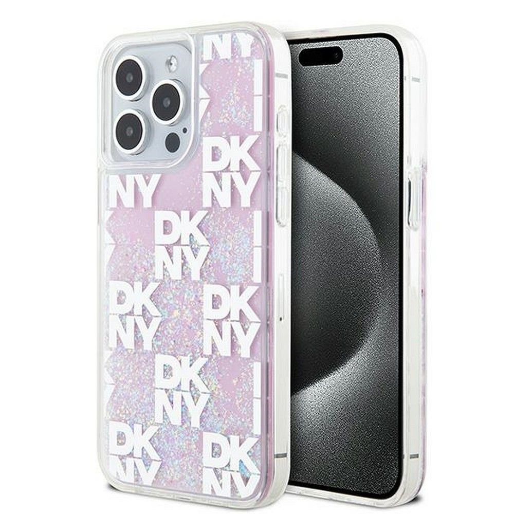 DKNY tok IPHONE 15 Pro Max DKHCP15XLCPEPP (DKNY HC Liquid Glitters W/Checkered Pattern) rózsaszín
