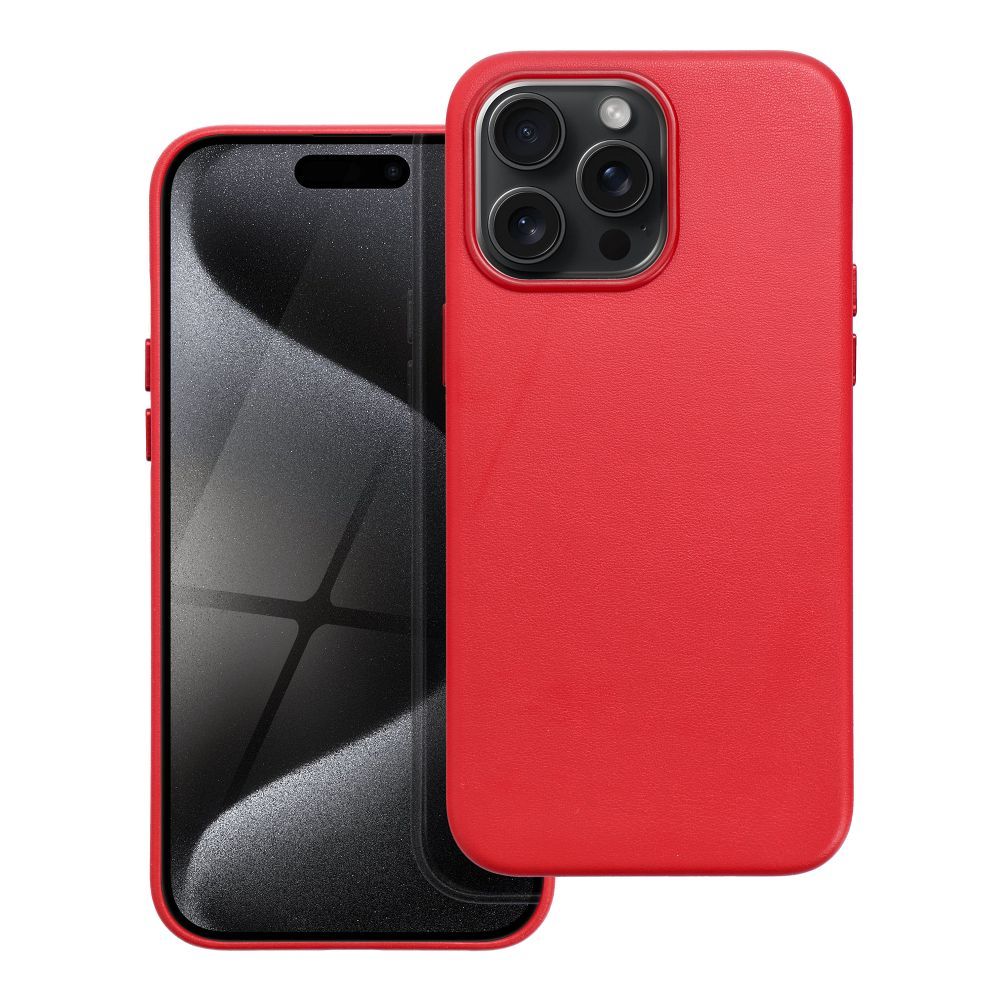Bőr MAG COVER tok IPHONE 15 Pro Max piros