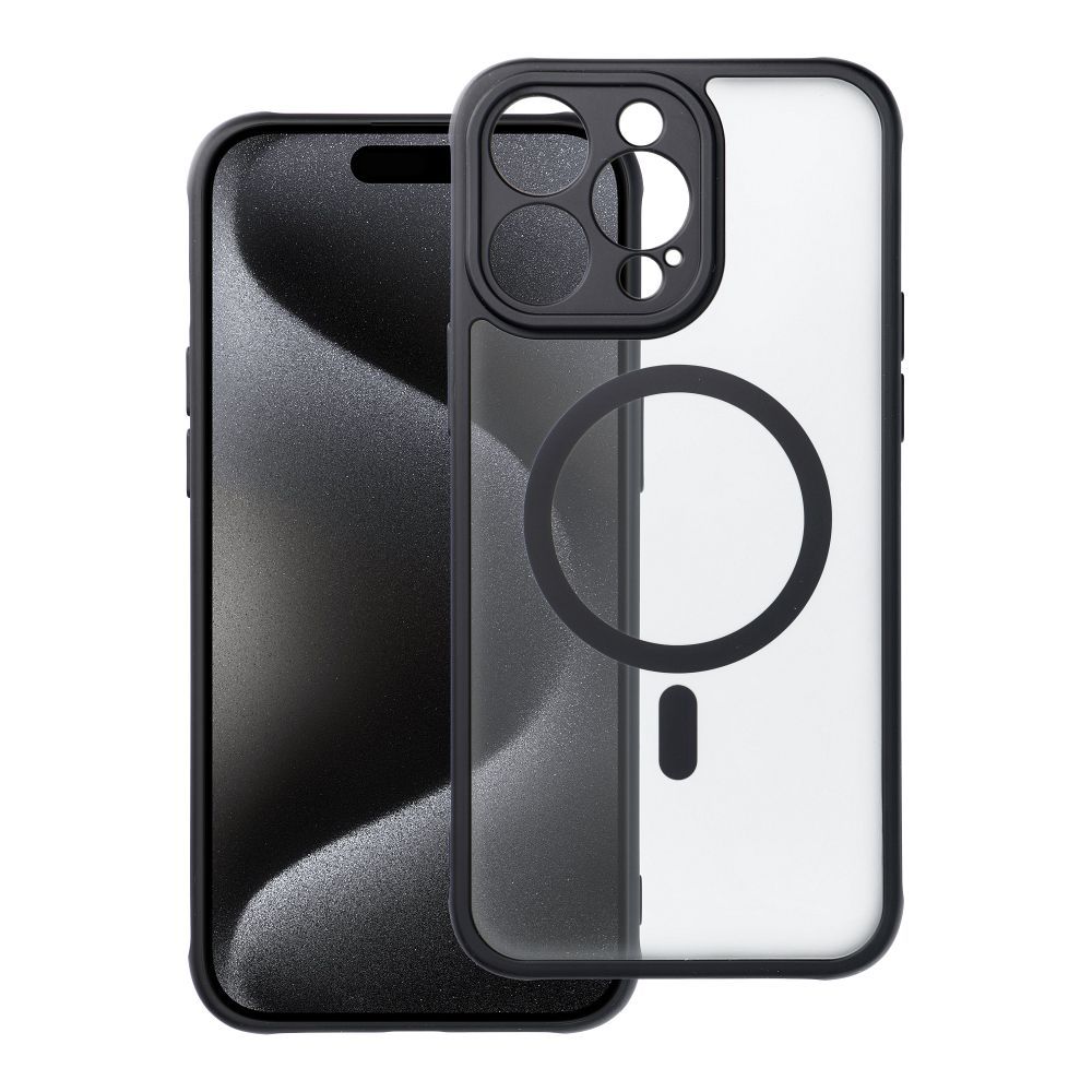 Teljes Matt Mag Cover tok MagSafe kompatibilis IPHONE 15 Pro Max-hoz fekete