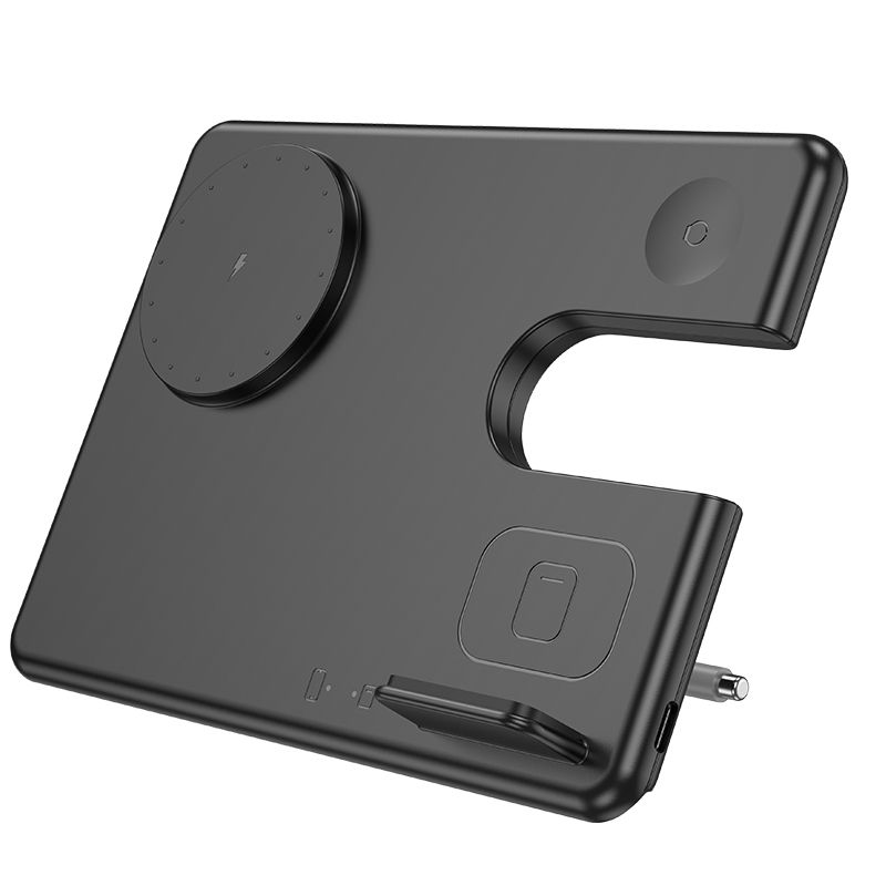 HOCO 3 az 1-ben vezeték nélküli töltő Apple Watch-hoz 15W CQ1 fekete