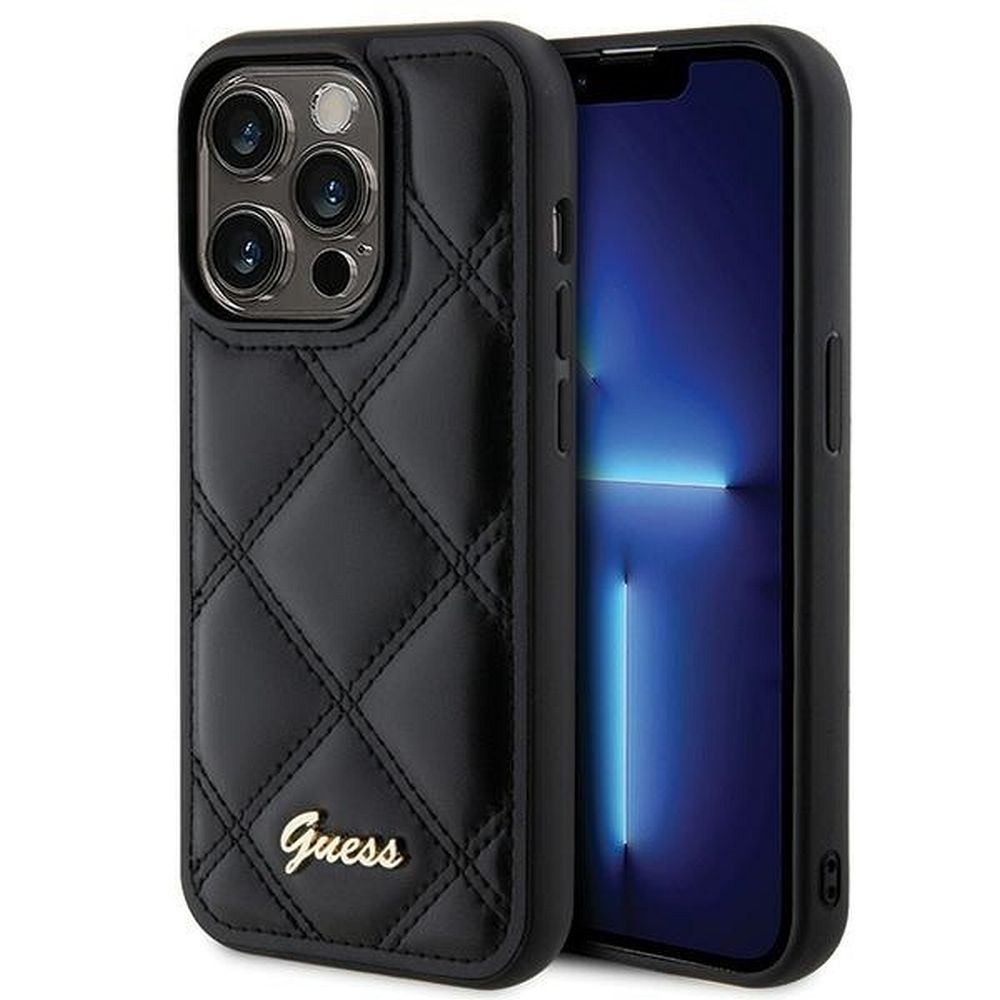 GUESS tok IPHONE 15 Pro GUHCP15LPSQSQSK (Quilted Metal Logo) fekete