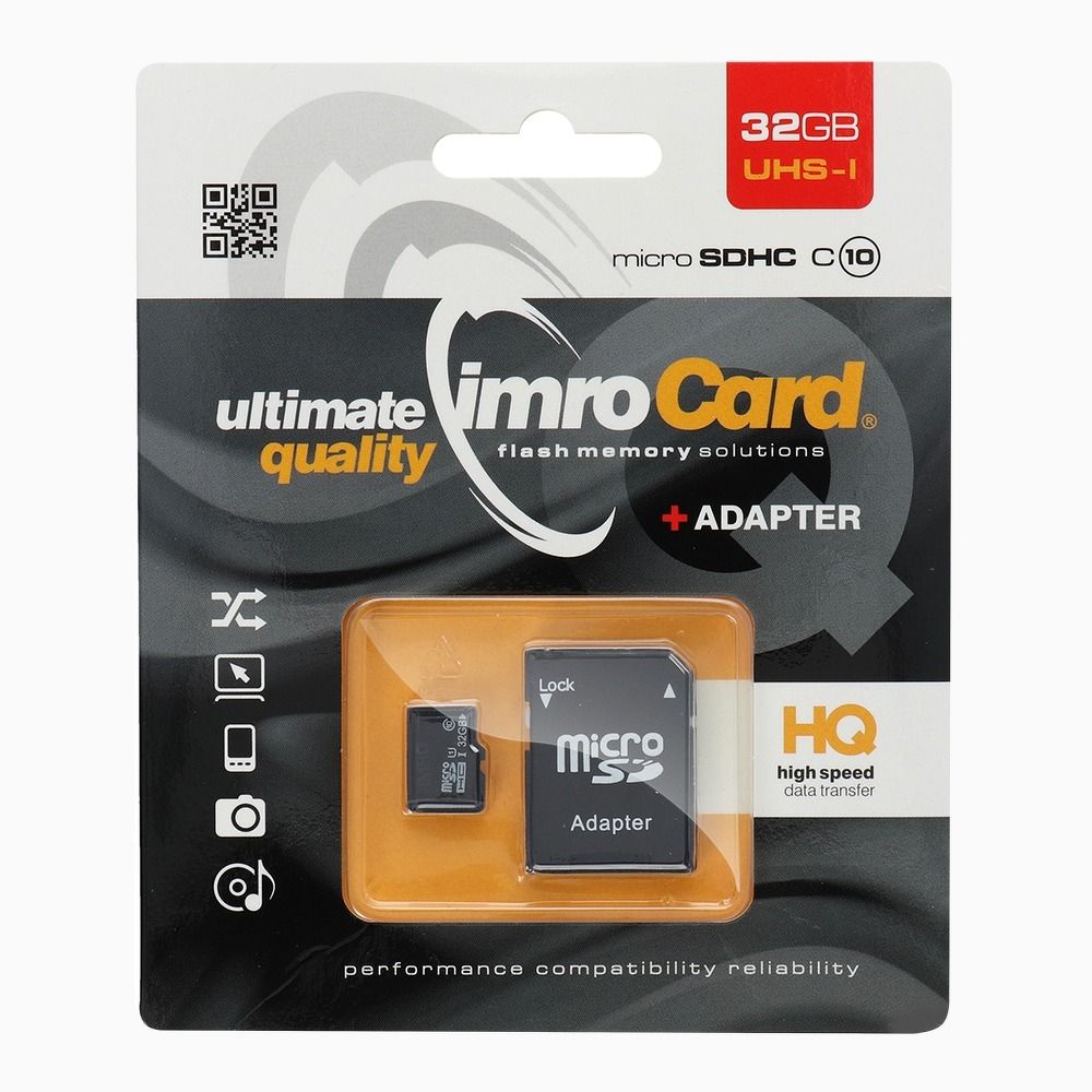IMRO microSD memória kártya 32GB 100MB/s class 10 UHS I SD adapterrel