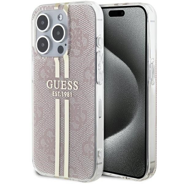 GUESS tok IPHONE 15 Pro GUHCP15LH4PSEGP (4G Gold Stripe) rózsaszín