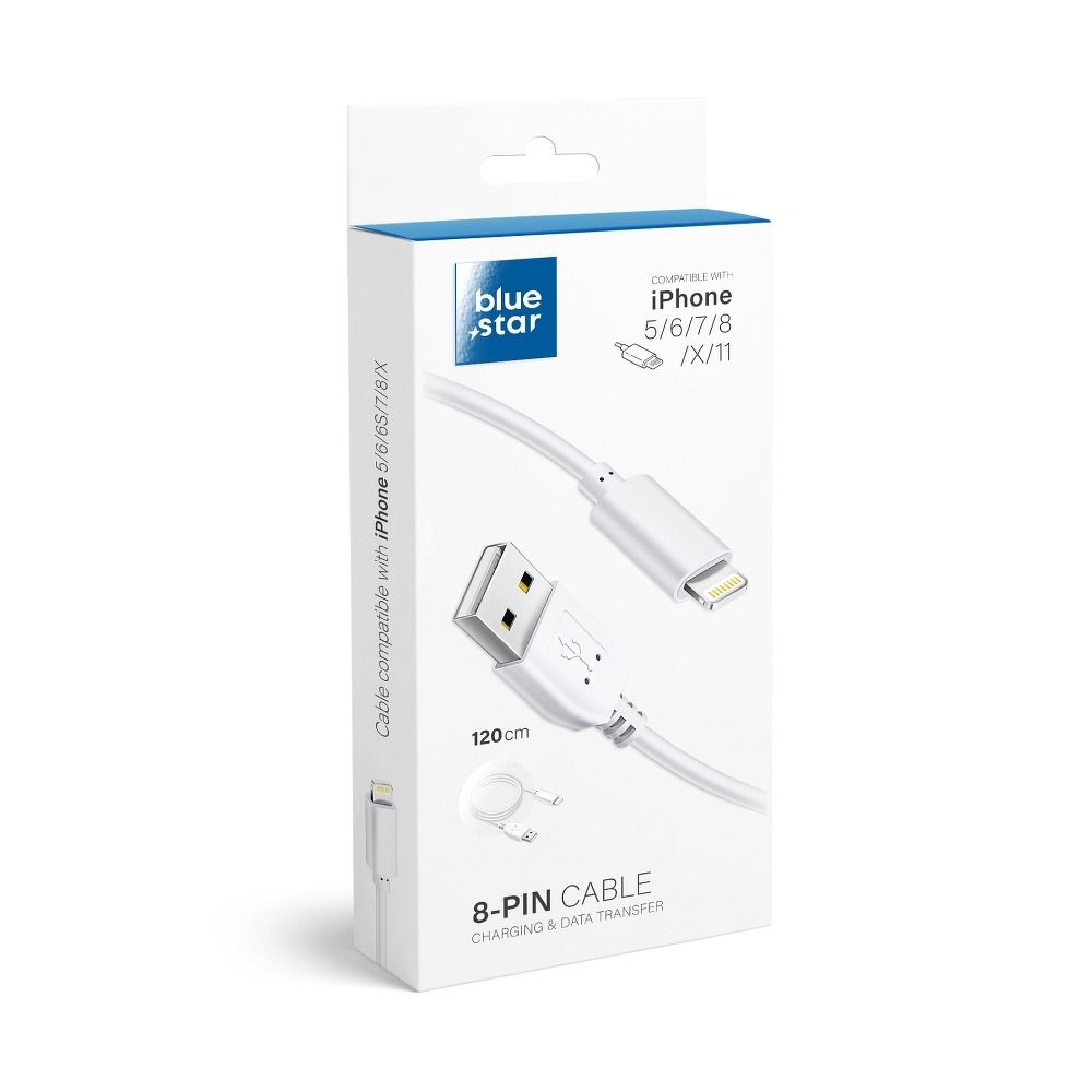 BLUE STAR LITE kábel 3A USB A – Lightning 1,2 m fehér
