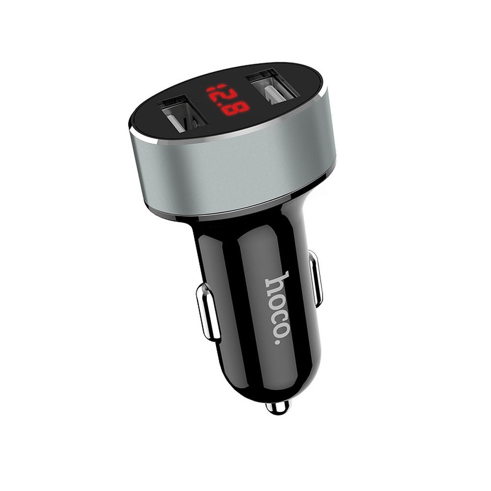 HOCO car charger double USB with LCD 2,1A Z26 black