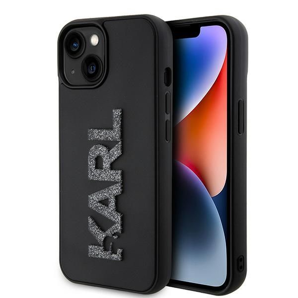 KARL LAGERFELD tok IPHONE 15 Plus KLHCP15M3DMBKCK (3D Logó Csillogás) fekete