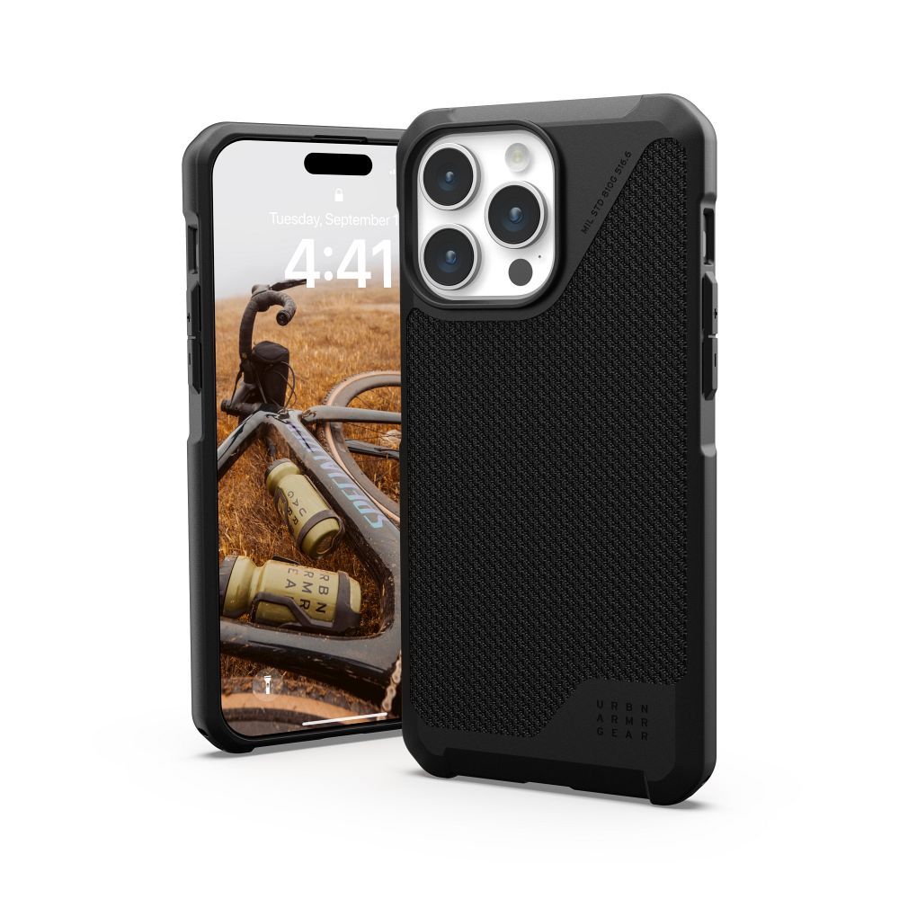 (UAG) Urban Armor Gear Metropolis LT tok MagSafe kompatibilis IPHONE 15 PRO MAX számára, kevlar fekete