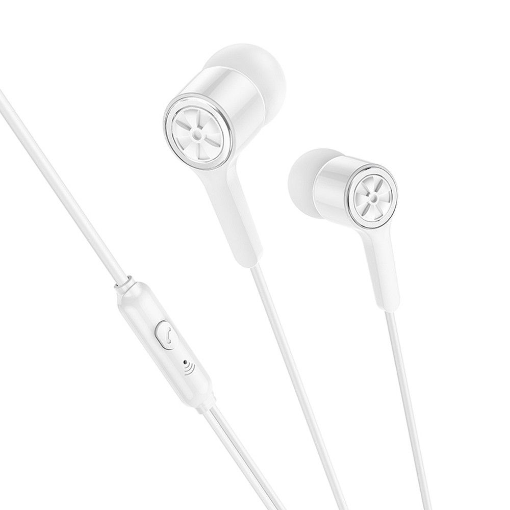 HOCO vezetékes fülhallgató Jack 3,5 mm mikrofon M104 fehér