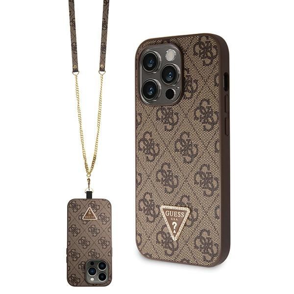GUESS tok IPHONE 14 Pro GUHCP14LP4TDSCPW (Crossbody 4G Fém Logó) barna